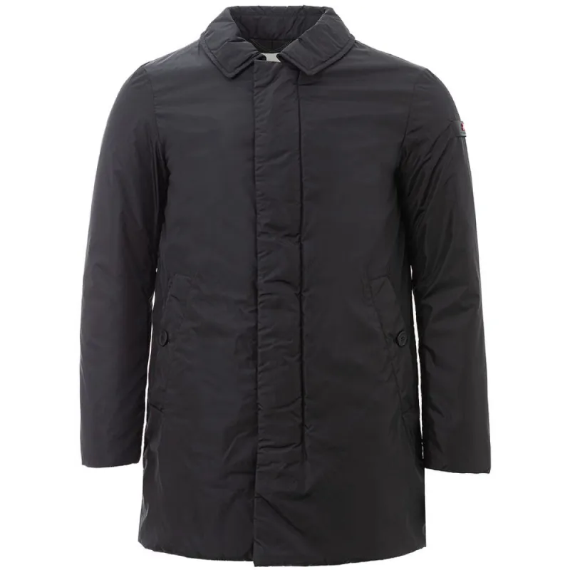Sleek Black Polyamide Men's Jacket sold by Louxly