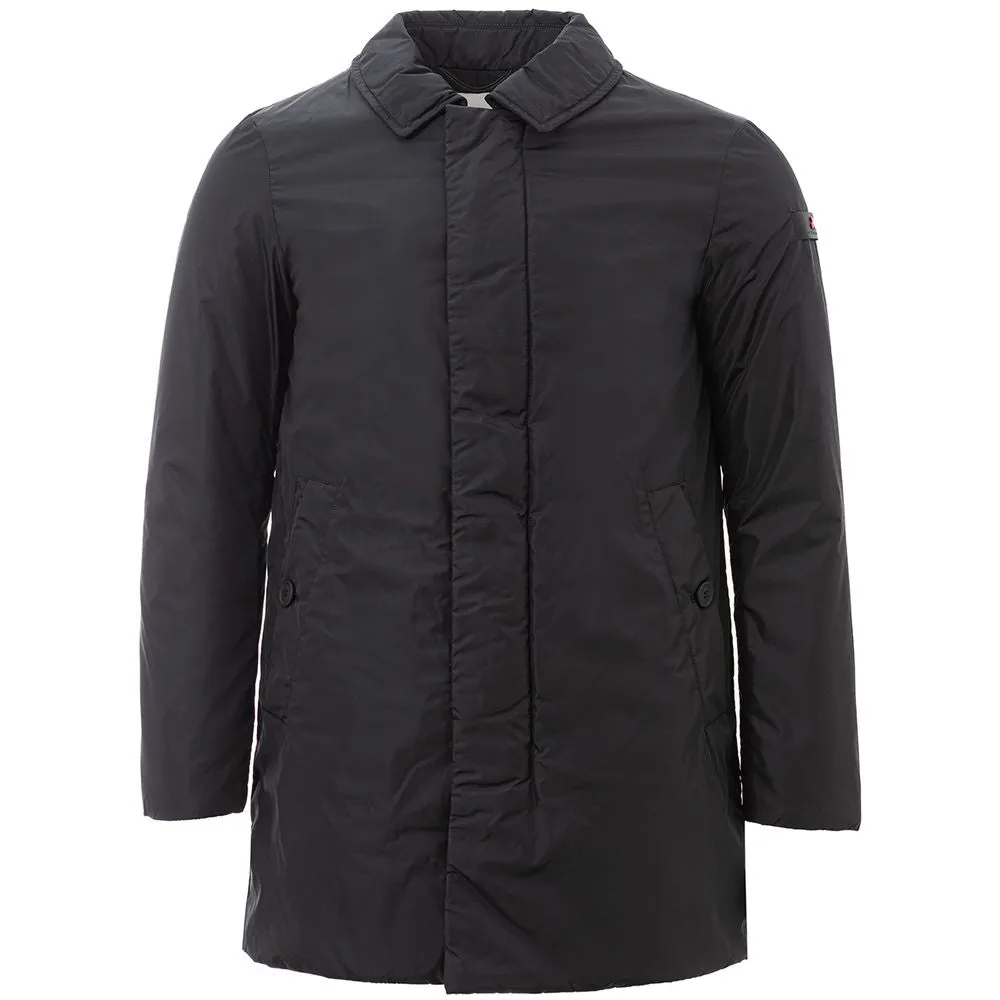 Sleek Black Polyamide Men's Jacket sold by Louxly
