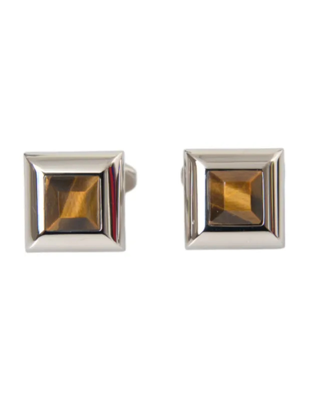 Silver Plated Brass Pin Crystal Cufflinks sold by Louxly