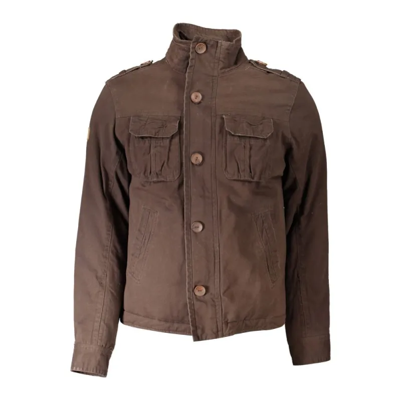Brown Polyester Jacket sold by Louxly