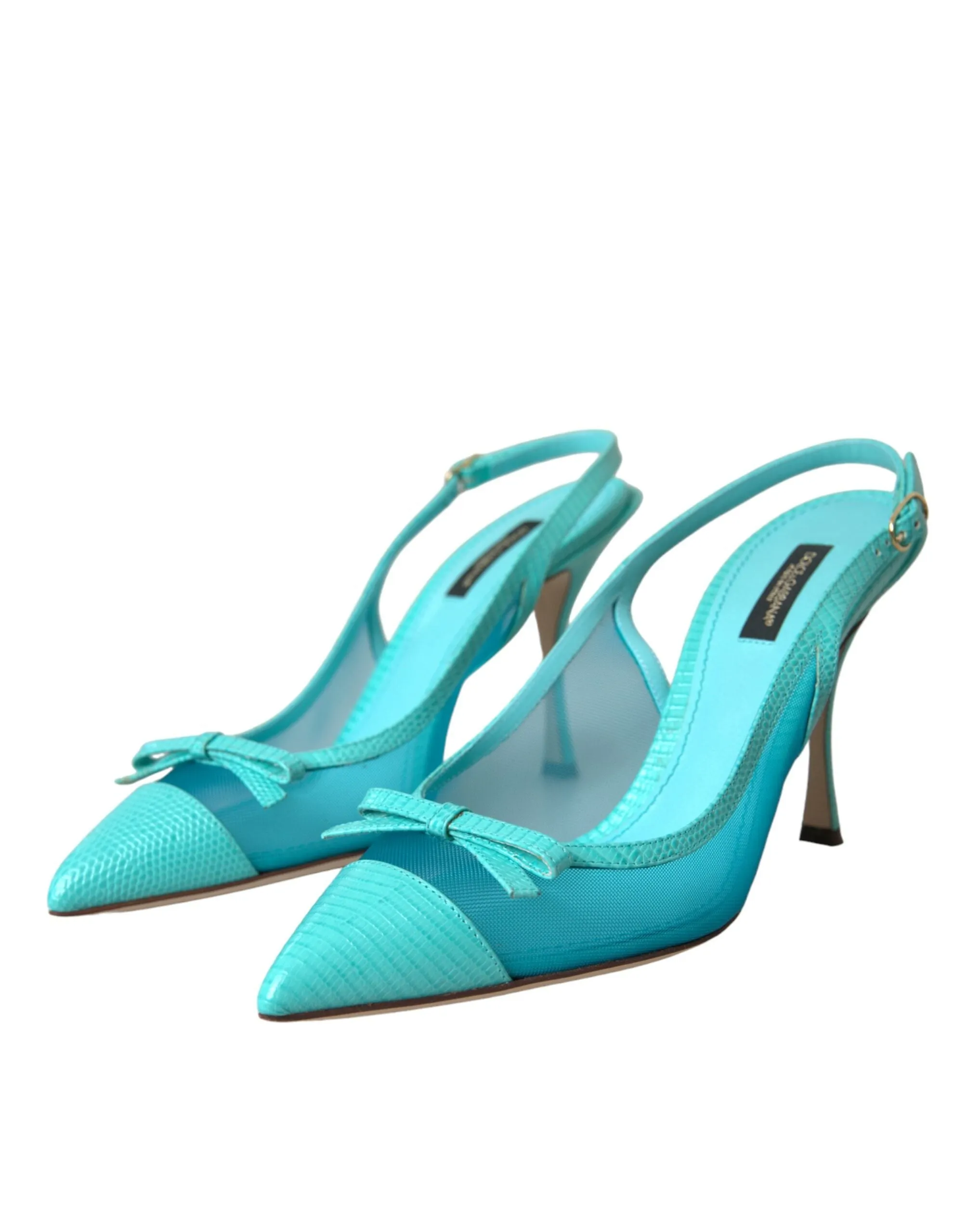Blue Leather Mesh High Heels Slingback Shoes sold by Louxly product image thumbnail 3