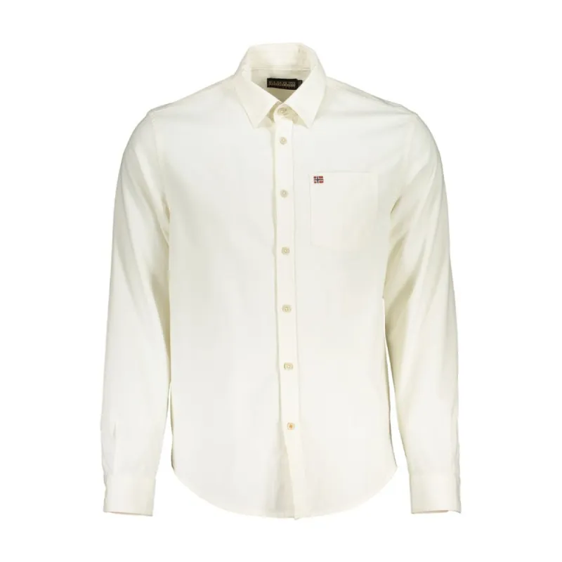 Elegant White Cotton Long Sleeved Men's Shirt sold by Louxly