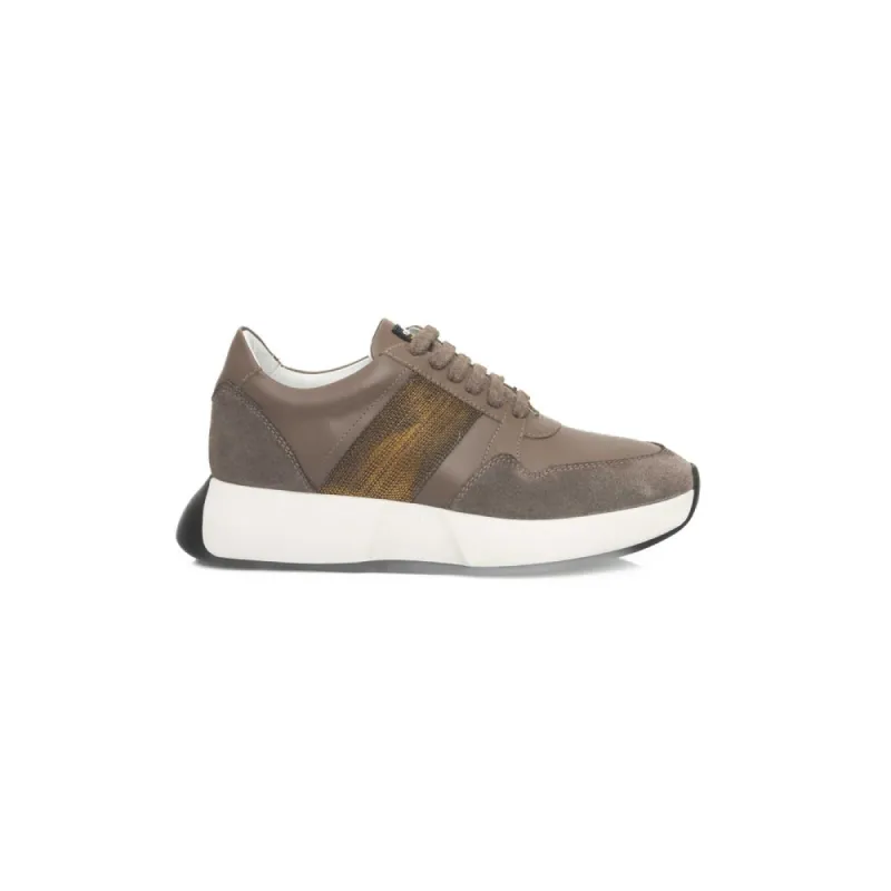 Beige Leather Women Sneaker sold by Louxly