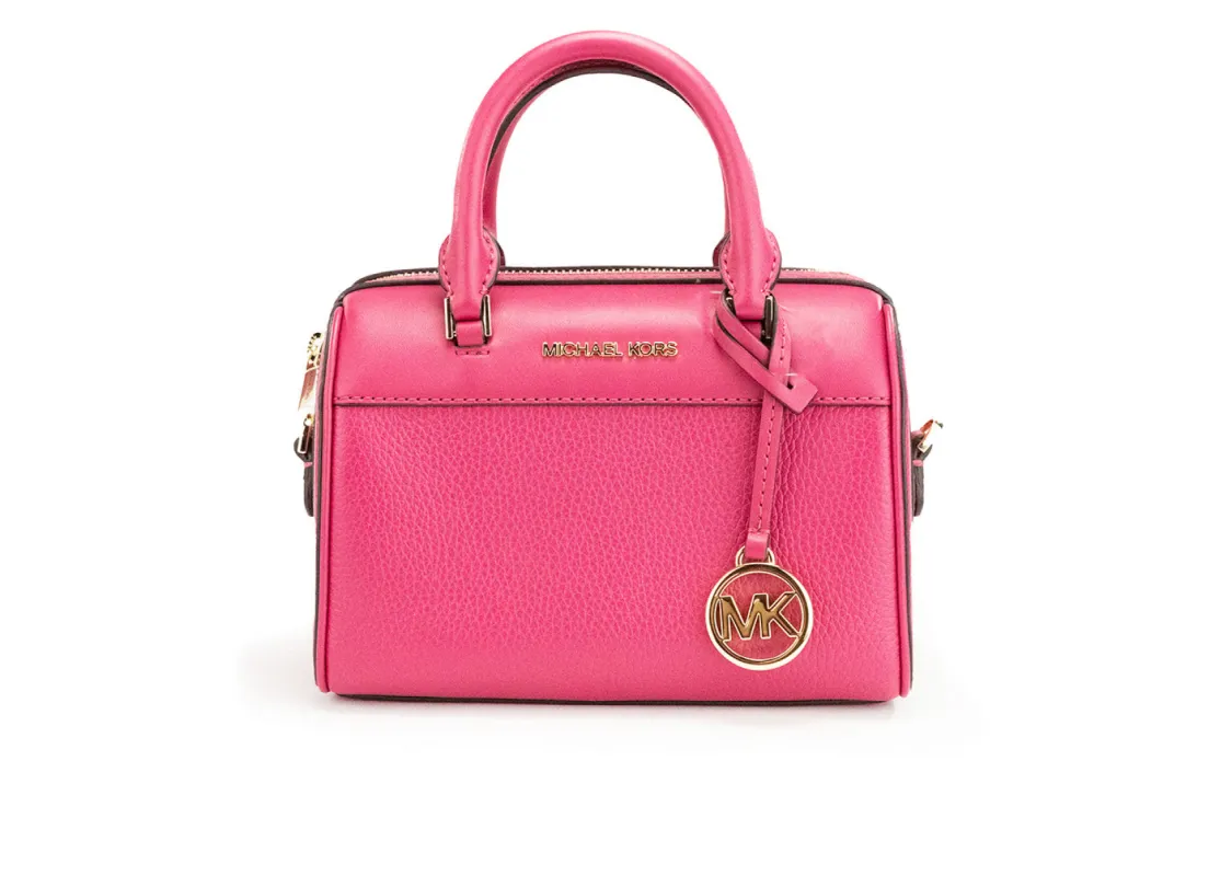 Travel XS Carmine Pink Leather Duffle Crossbody Handbag Purse sold by Louxly