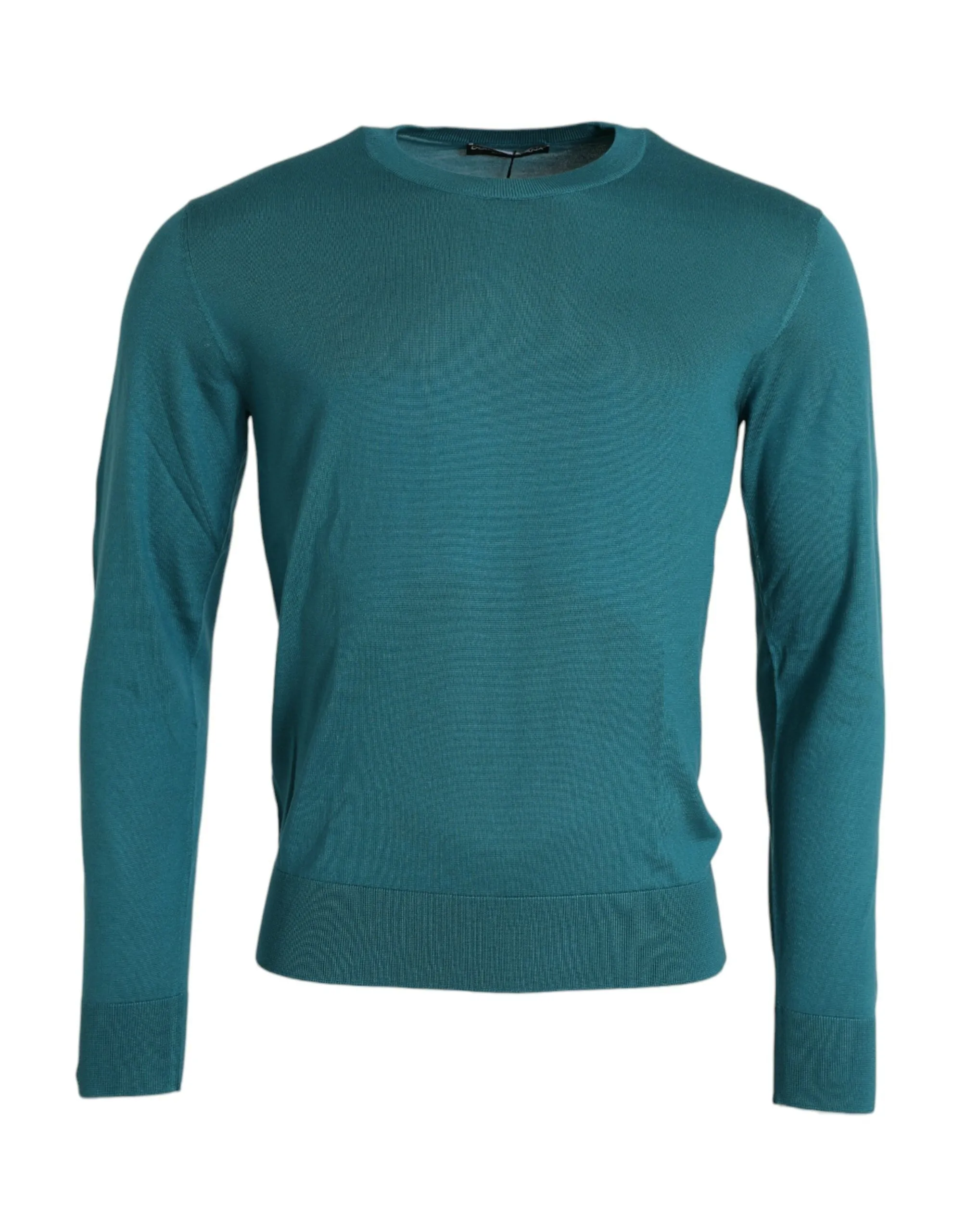 Dark Green Silk Crew Neck Pullover Sweater sold by Louxly