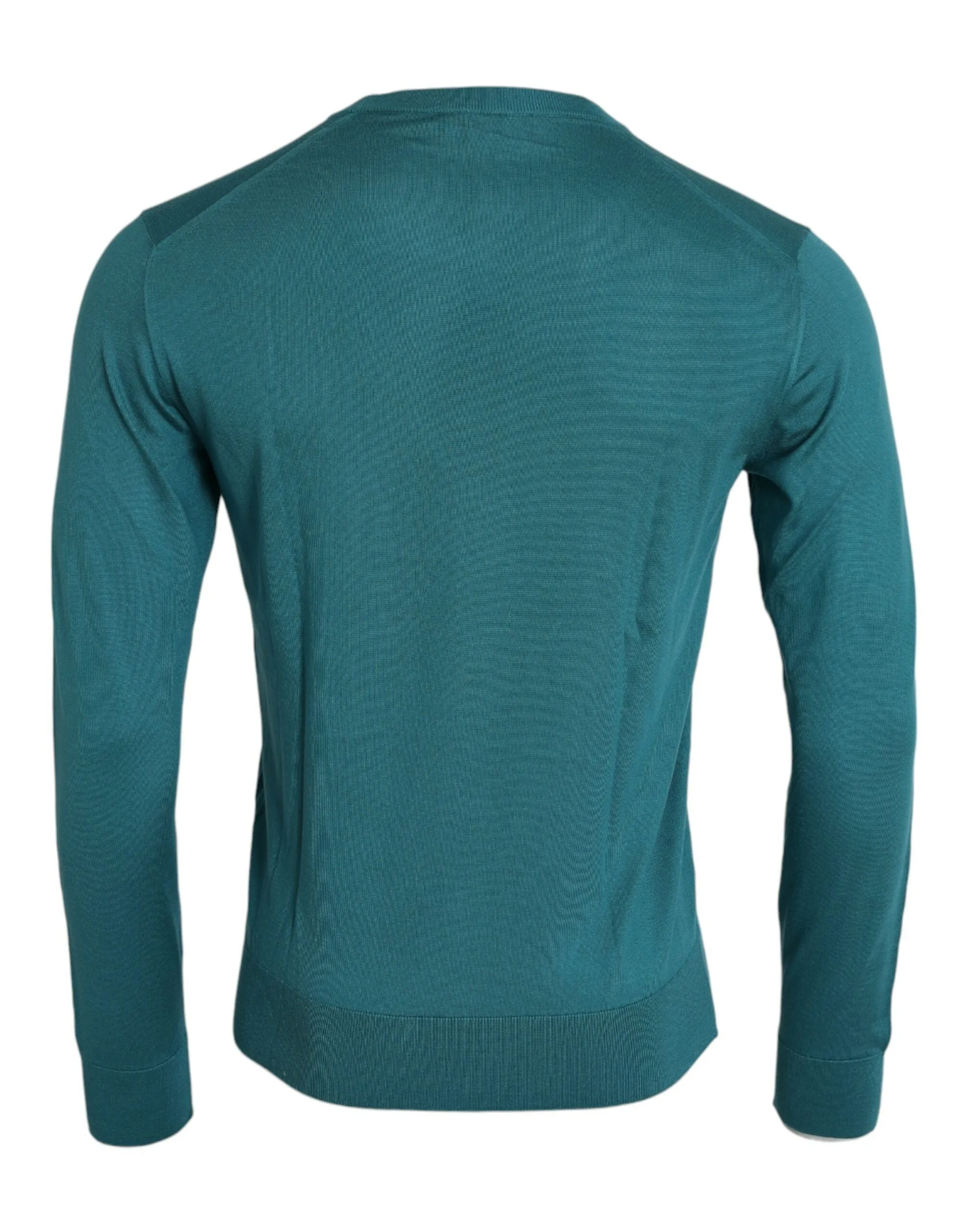 Dark Green Silk Crew Neck Pullover Sweater sold by Louxly product image thumbnail 2