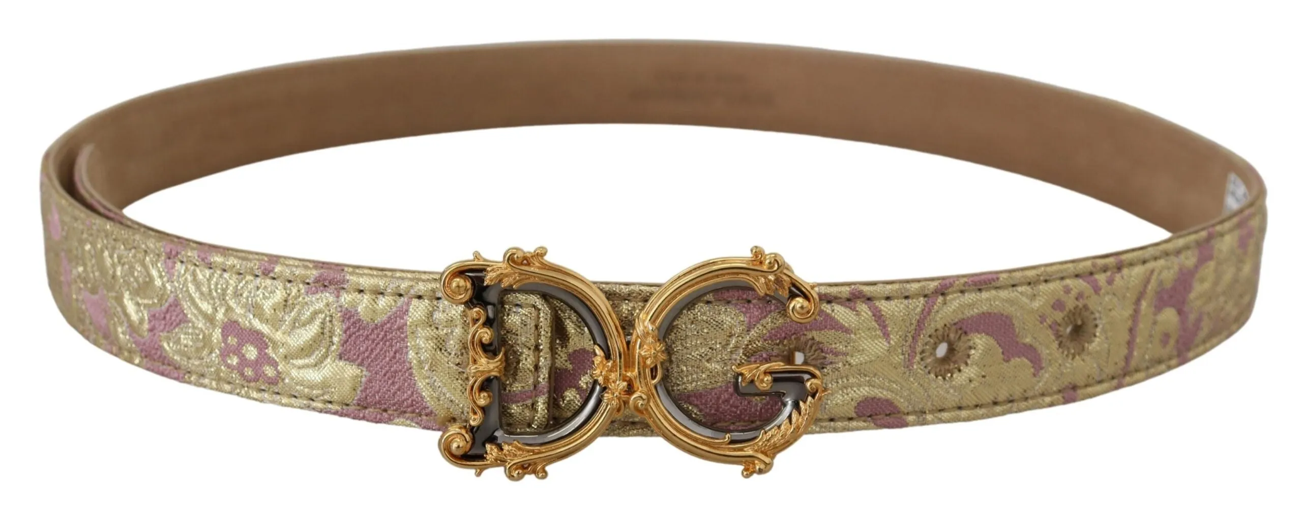Pink Jaquard DG Logo Gold Metal Buckle Belt sold by Louxly product image thumbnail 3