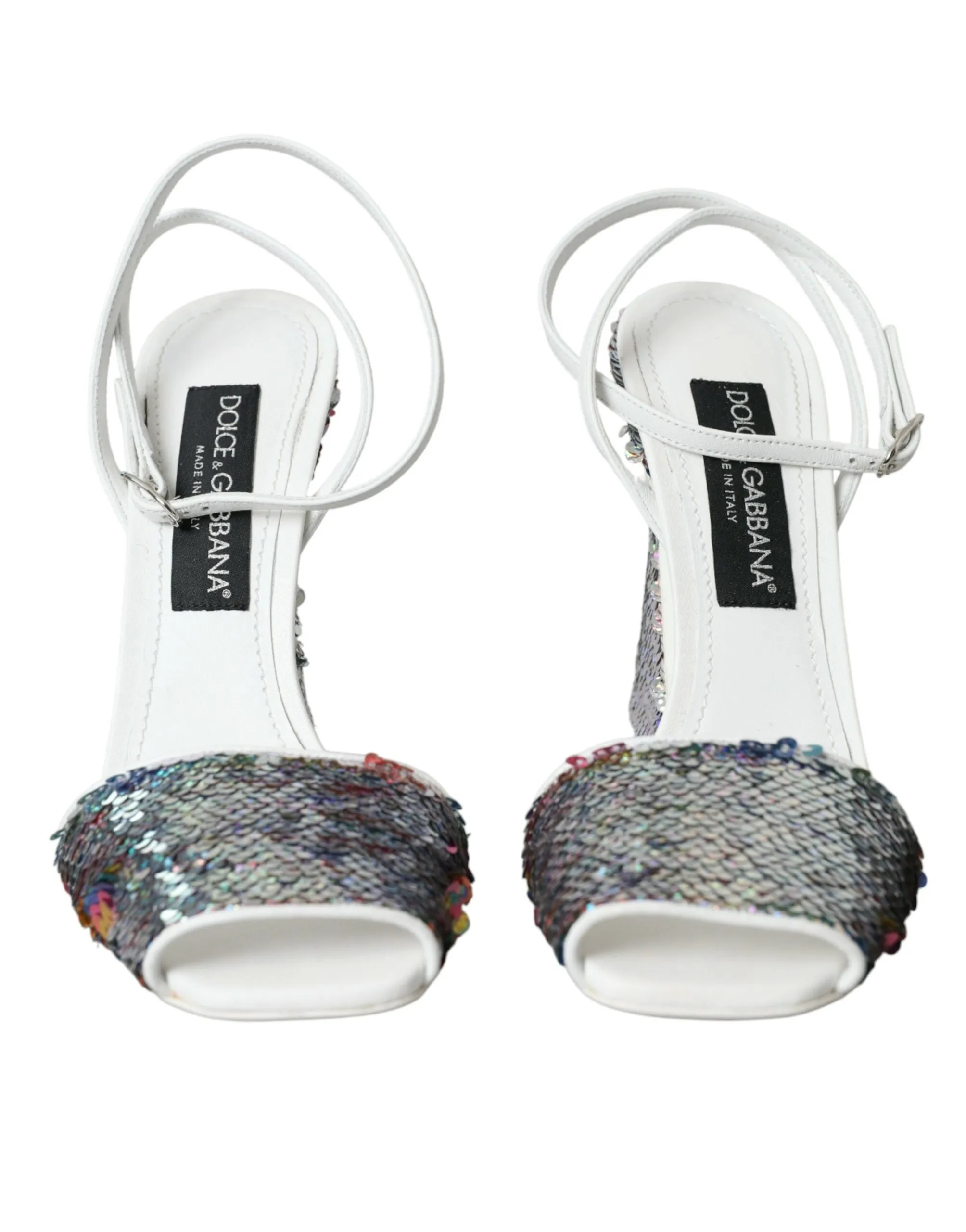 White Silver Sequin Ankle Strap Sandals Shoes sold by Louxly product image thumbnail 2