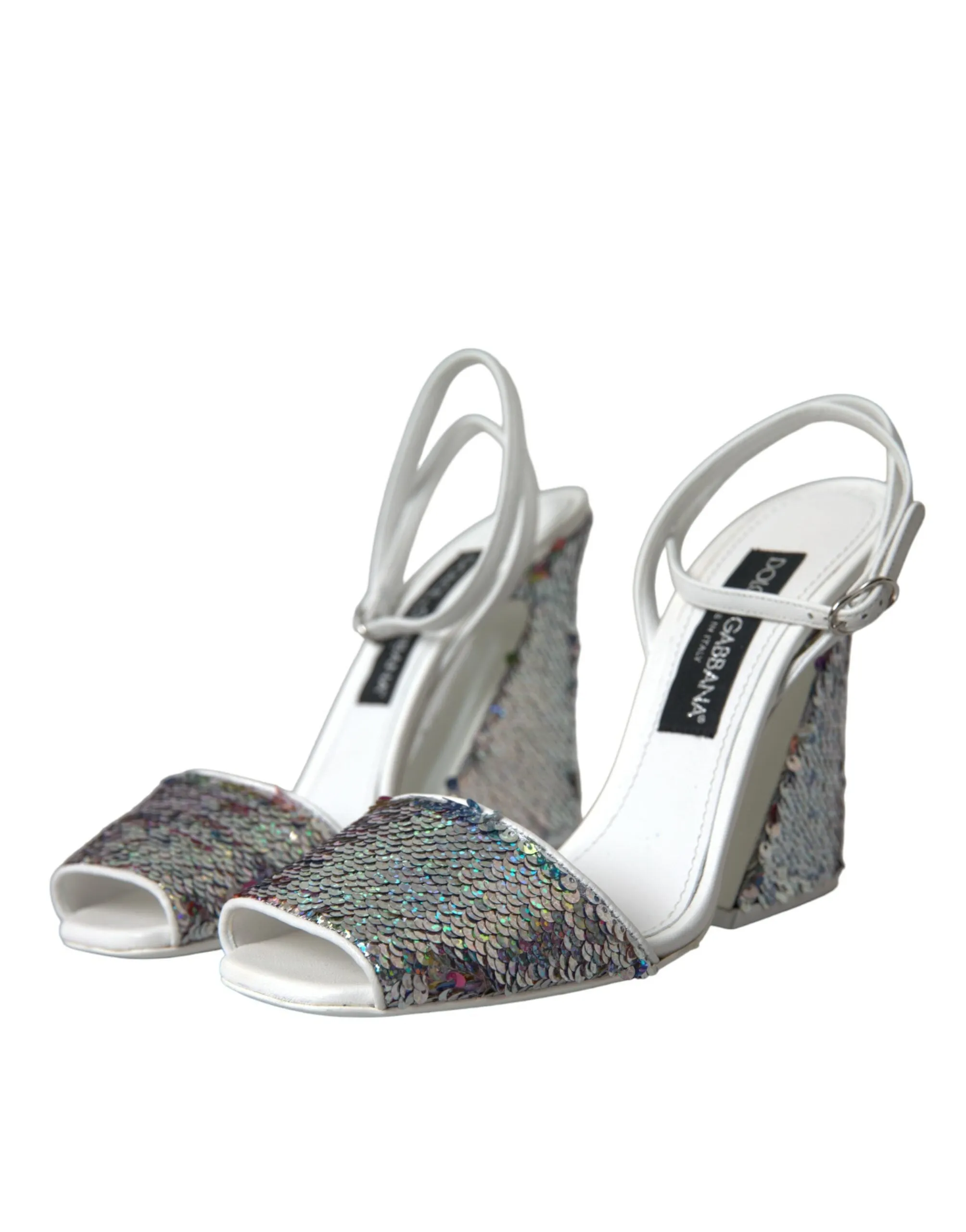 White Silver Sequin Ankle Strap Sandals Shoes sold by Louxly product image thumbnail 3
