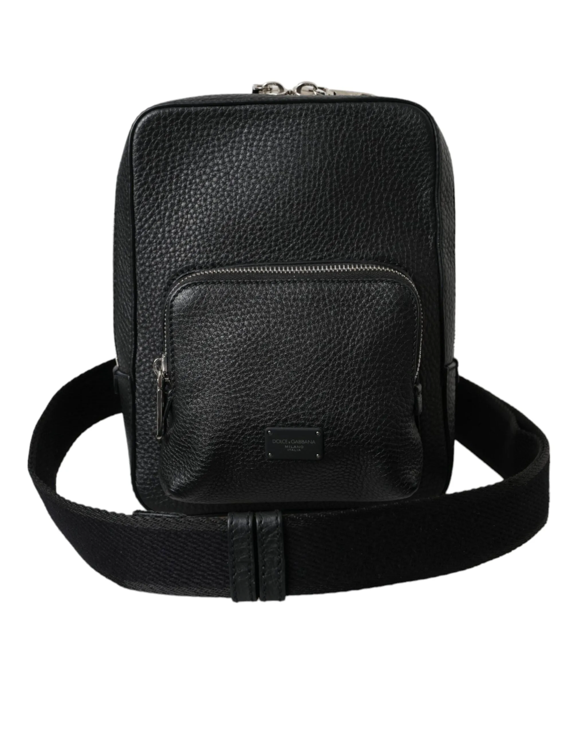 Black Calfskin Leather Logo Palermo Crossbody Bag sold by Louxly product image thumbnail 2
