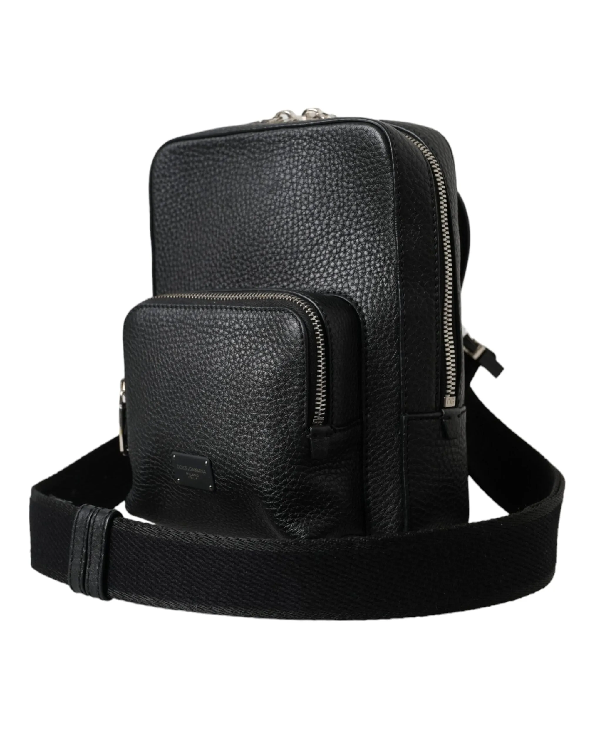 Black Calfskin Leather Logo Palermo Crossbody Bag sold by Louxly product image thumbnail 3
