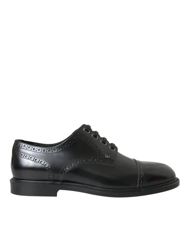 Black Leather Oxford Wingtip Derby Shoes sold by Louxly