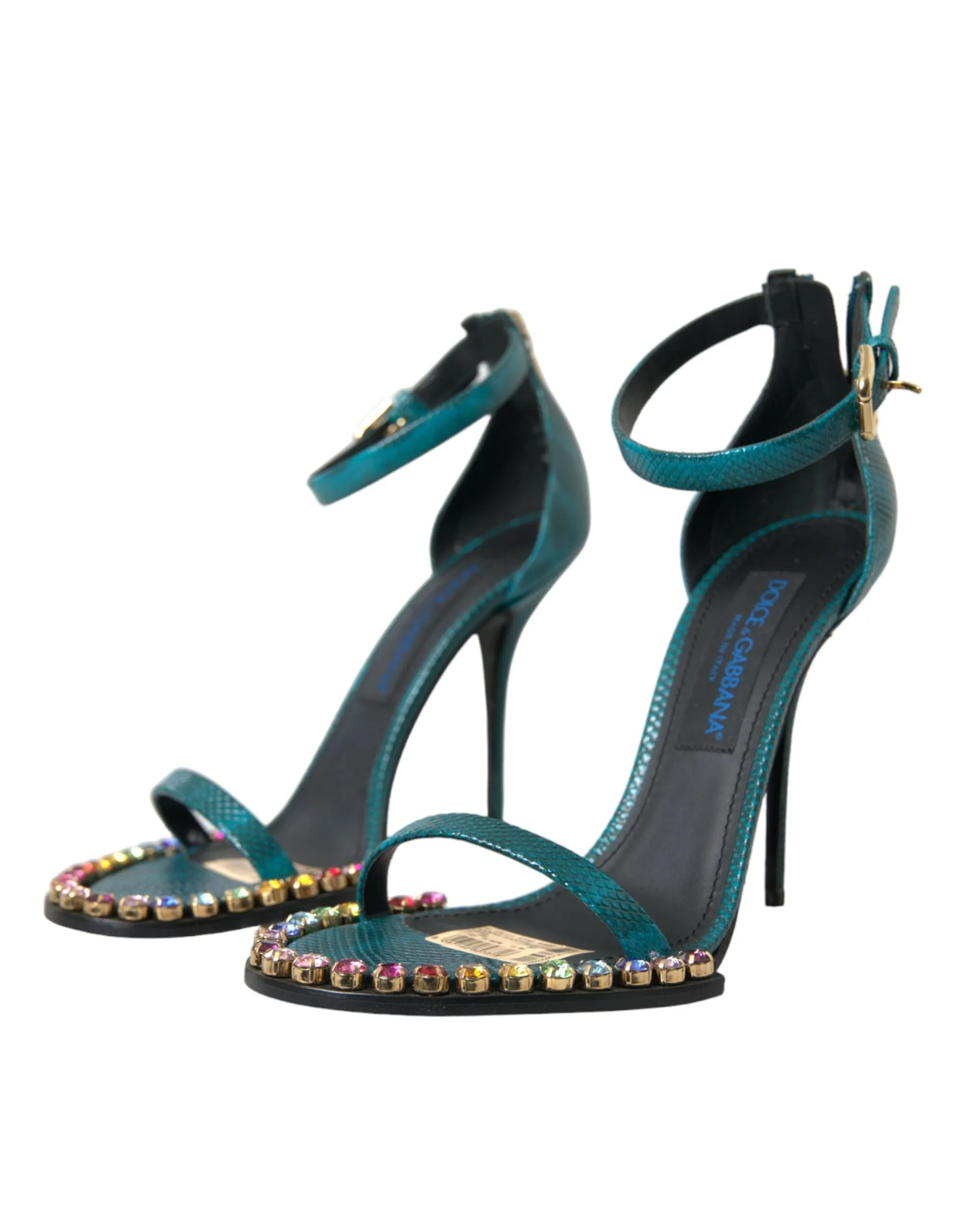 Blue Exotic Leather Crystal Sandals Shoes sold by Louxly product image thumbnail 3
