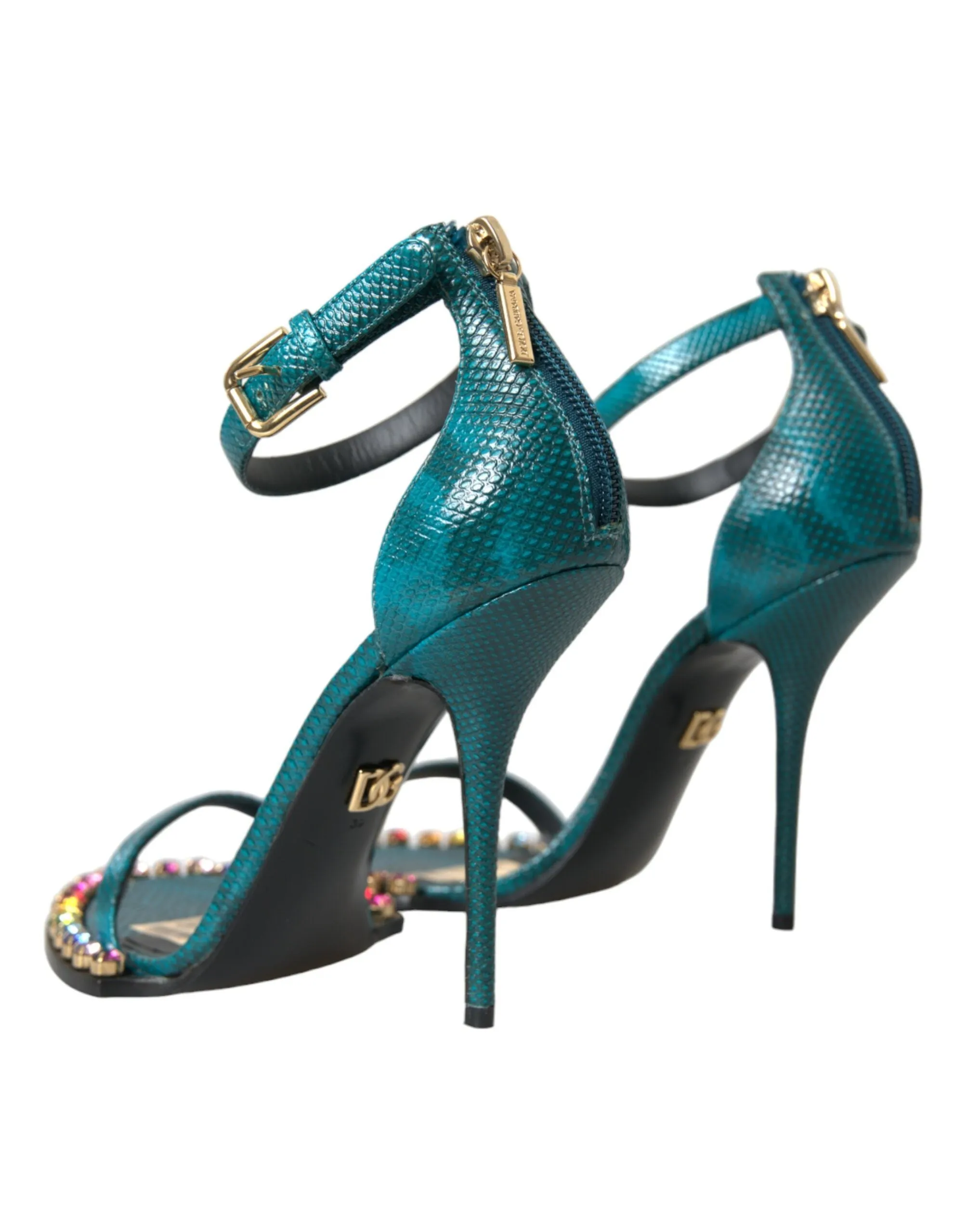 Blue Exotic Leather Crystal Sandals Shoes sold by Louxly product image thumbnail 4