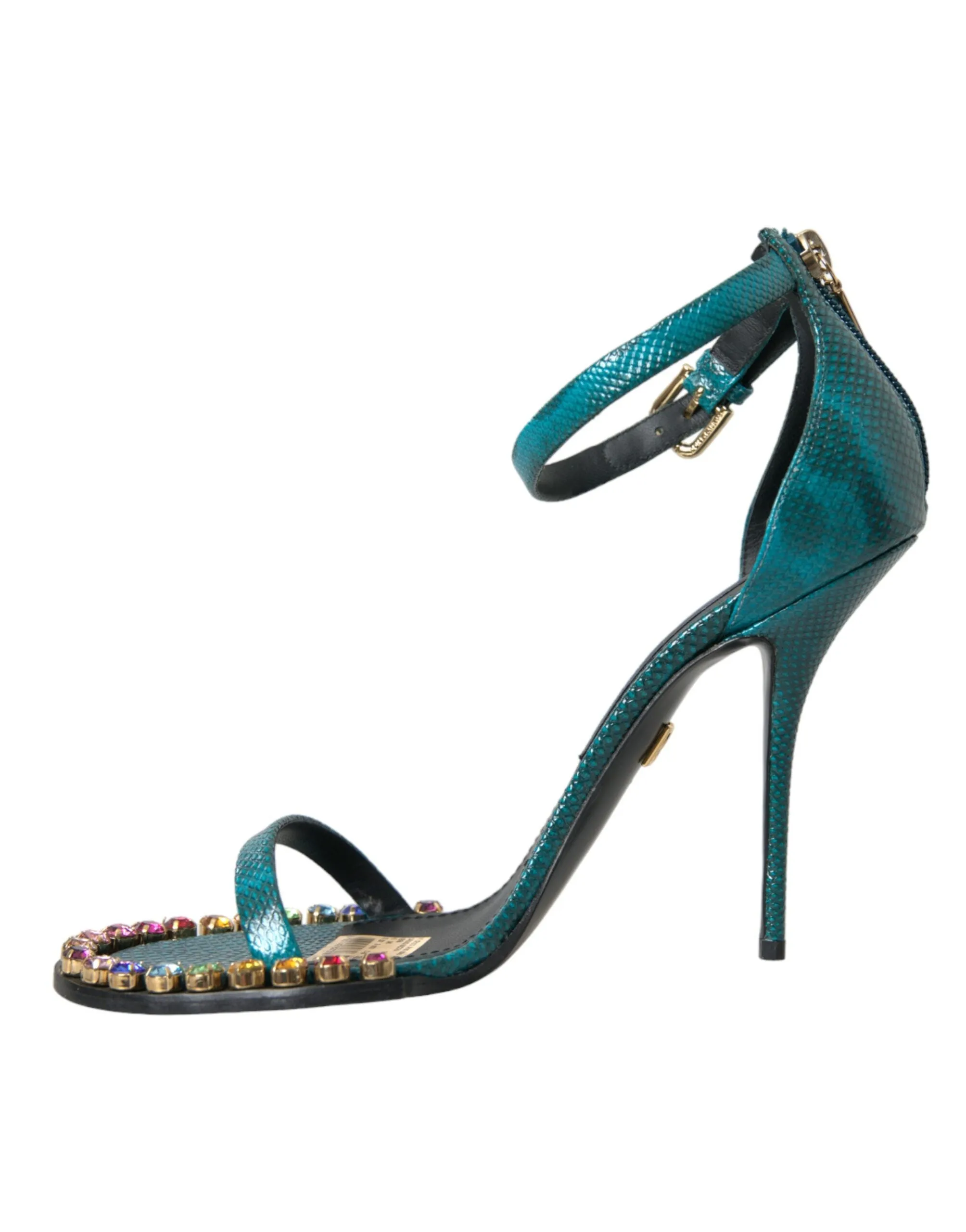 Blue Exotic Leather Crystal Sandals Shoes sold by Louxly product image thumbnail 5