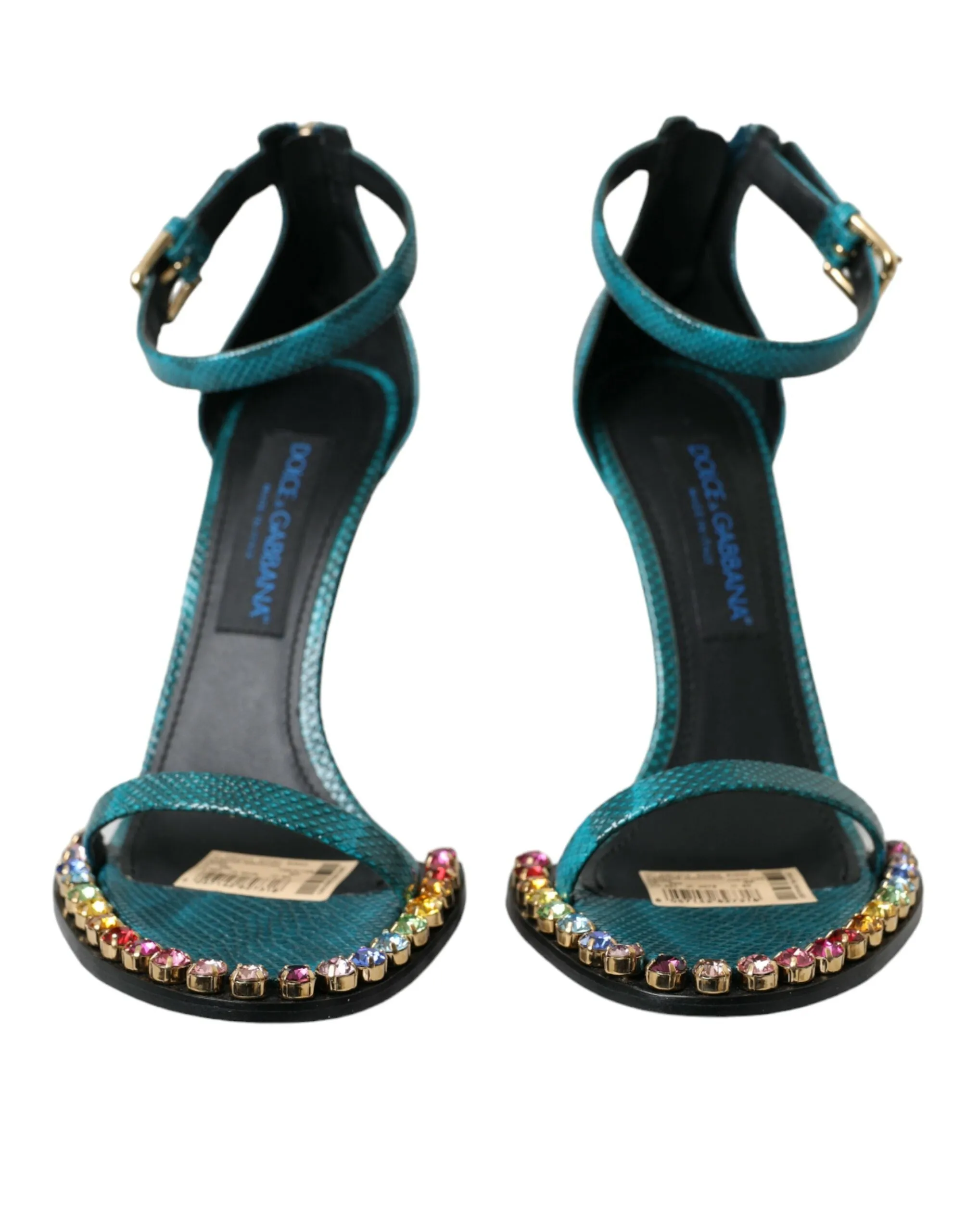 Blue Exotic Leather Crystal Sandals Shoes sold by Louxly product image thumbnail 2