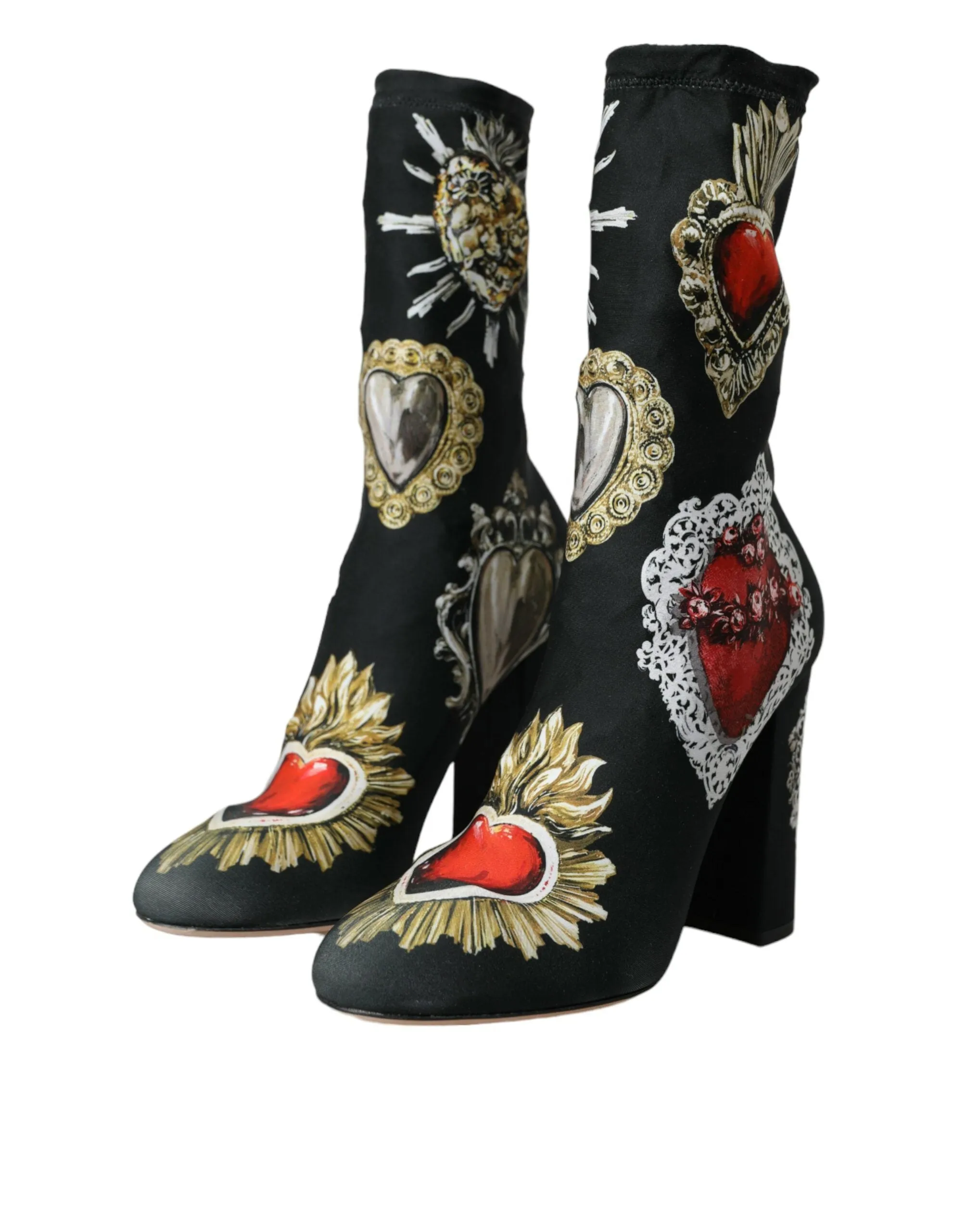 Black Stretch Socks Red Hearts Booties Shoes sold by Louxly product image thumbnail 3