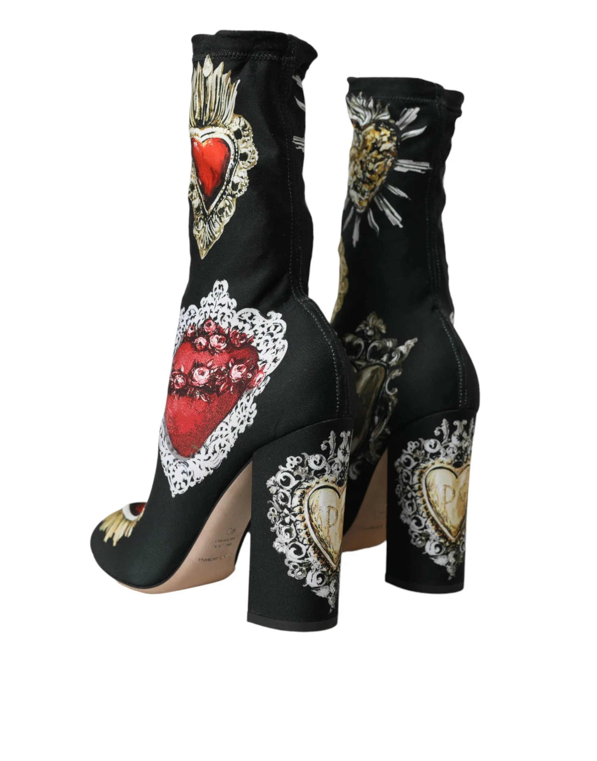 Black Stretch Socks Red Hearts Booties Shoes sold by Louxly product image thumbnail 4