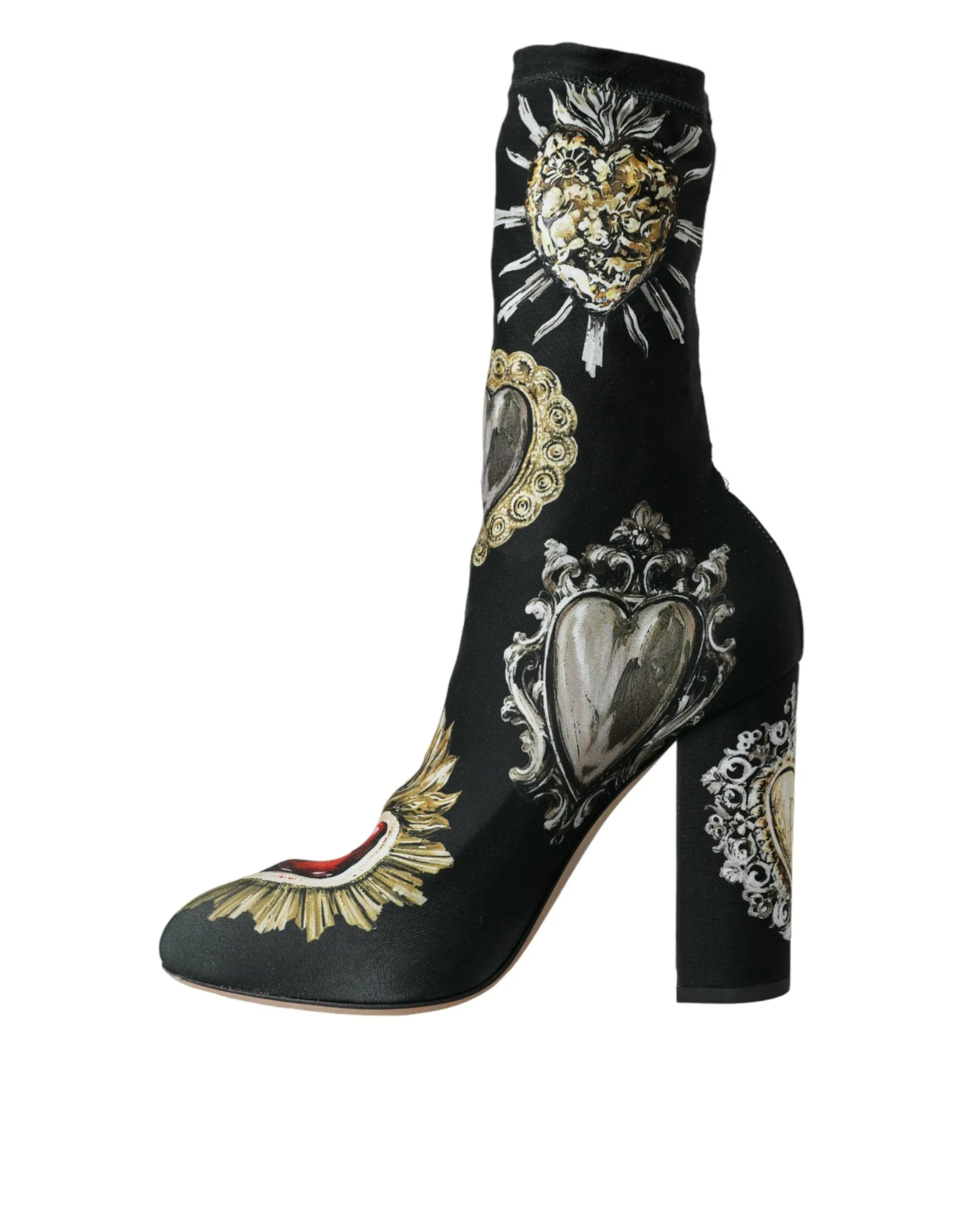 Black Stretch Socks Red Hearts Booties Shoes sold by Louxly product image thumbnail 5