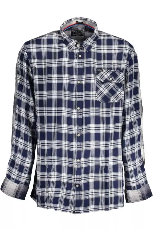 Chic Blue Viscose Long Sleeve Men's Shirt sold by Louxly