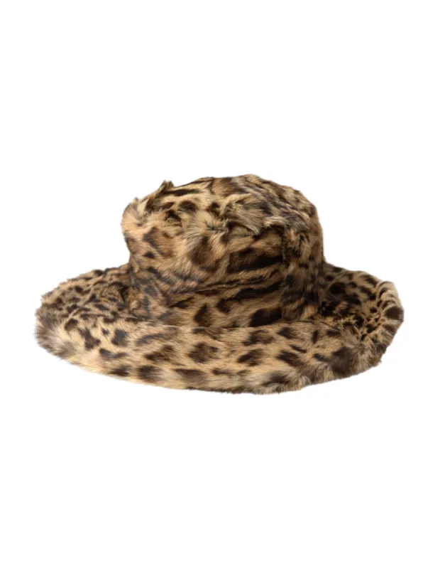 Brown Leopard Fur Women Bucket Hat sold by Louxly