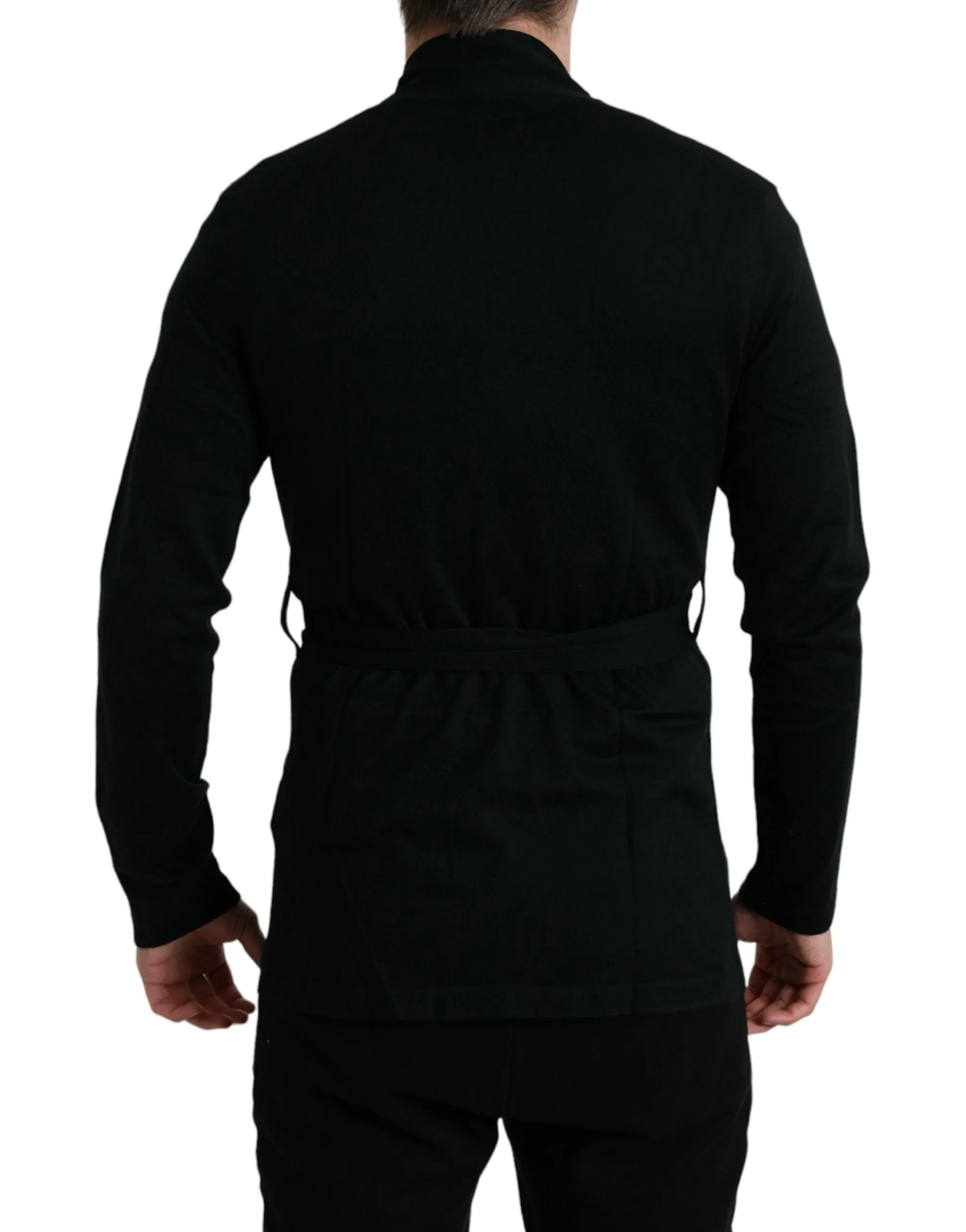 Elegant Black Cashmere Robe with Waist Belt sold by Louxly product image thumbnail 3