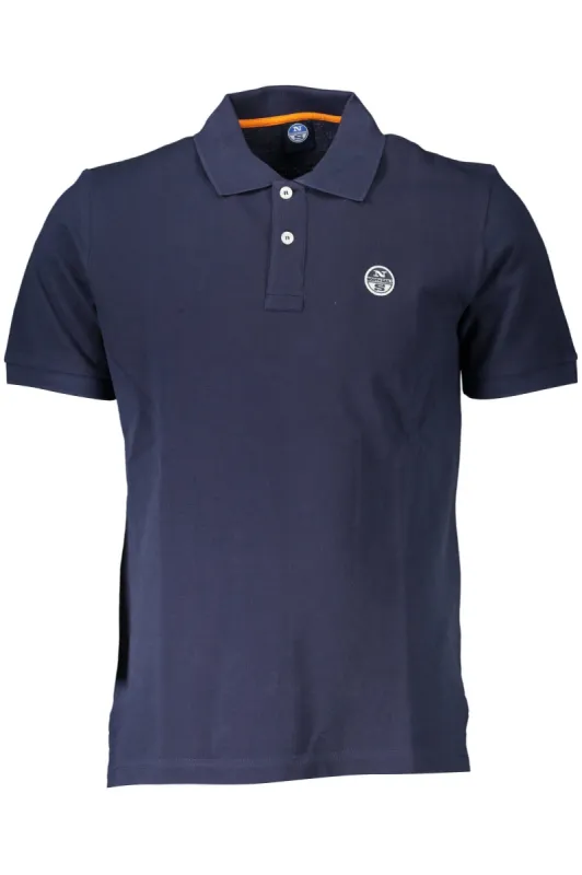 Chic Blue Cotton Polo with Logo Detail sold by Louxly