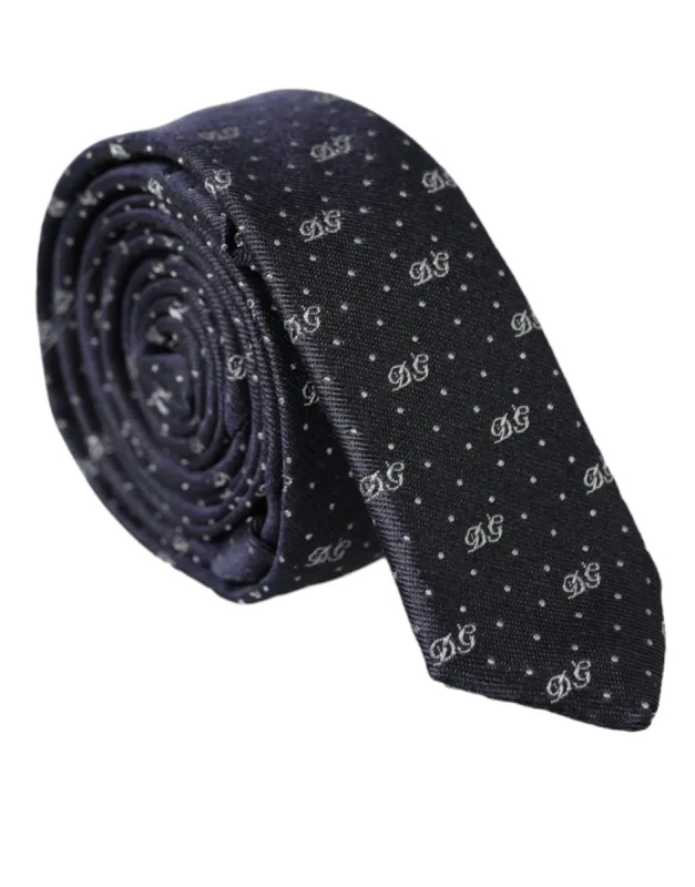 Blue DG Logo 100% Silk Adjustable Tie sold by Louxly