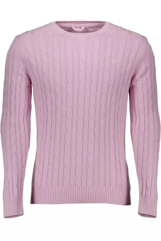 Chic Pink Braided Stitch Sweater for Men sold by Louxly