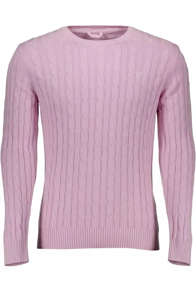 Chic Pink Braided Stitch Sweater for Men sold by Louxly