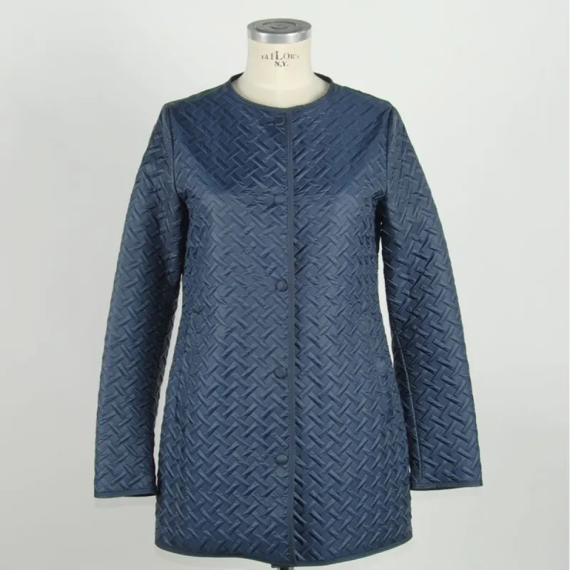 Blue Polyester Women Jacket sold by Louxly