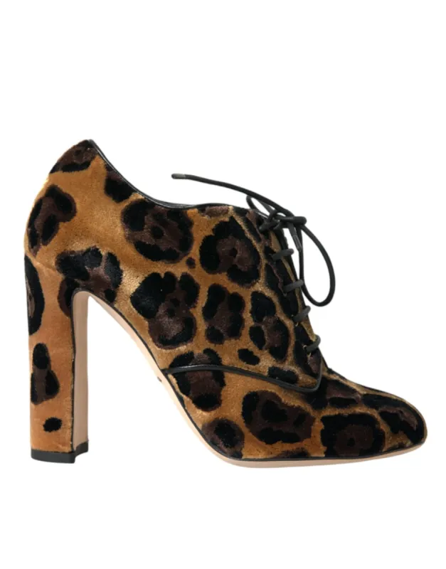 Brown Leopard Hair Lace Up Booties Shoes sold by Louxly