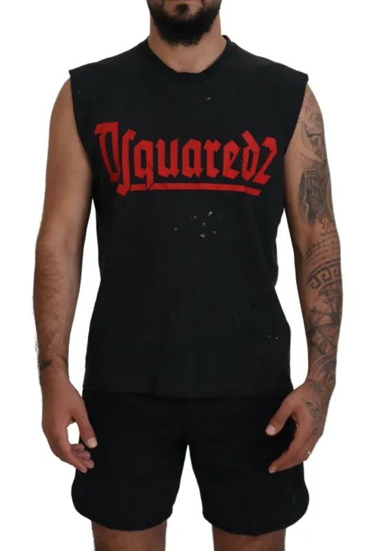 Black Cotton Sleeveless Crewneck Tank T-shirt sold by Louxly