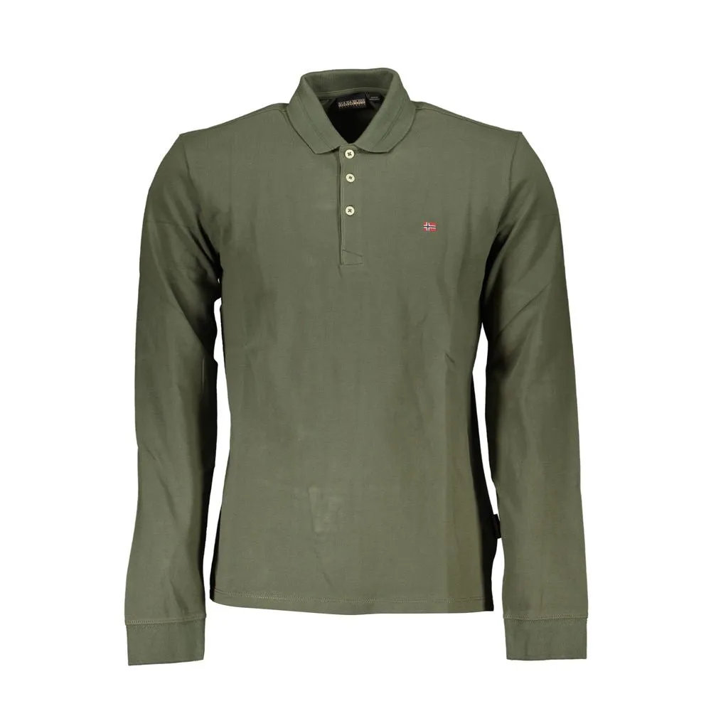 Classic Emerald Cotton Polo Shirt - Long Sleeved sold by Louxly