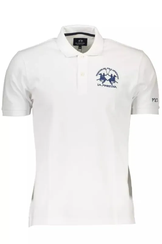 Elegant White Polo with Contrasting Embroidery sold by Louxly