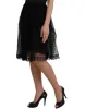 Black Nylon Lace Trim High Waist A-line Skirt sold by Louxly