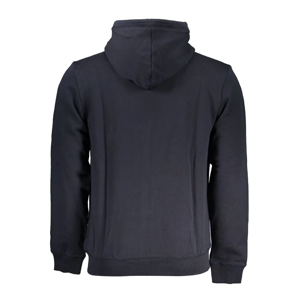 Blue Cotton Hooded Sweater with Logo sold by Louxly product image thumbnail 2