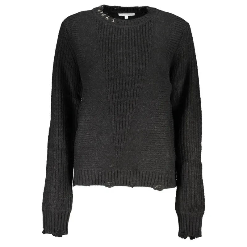 Elegant Long-Sleeved Crew Neck Sweater with Logo sold by Louxly