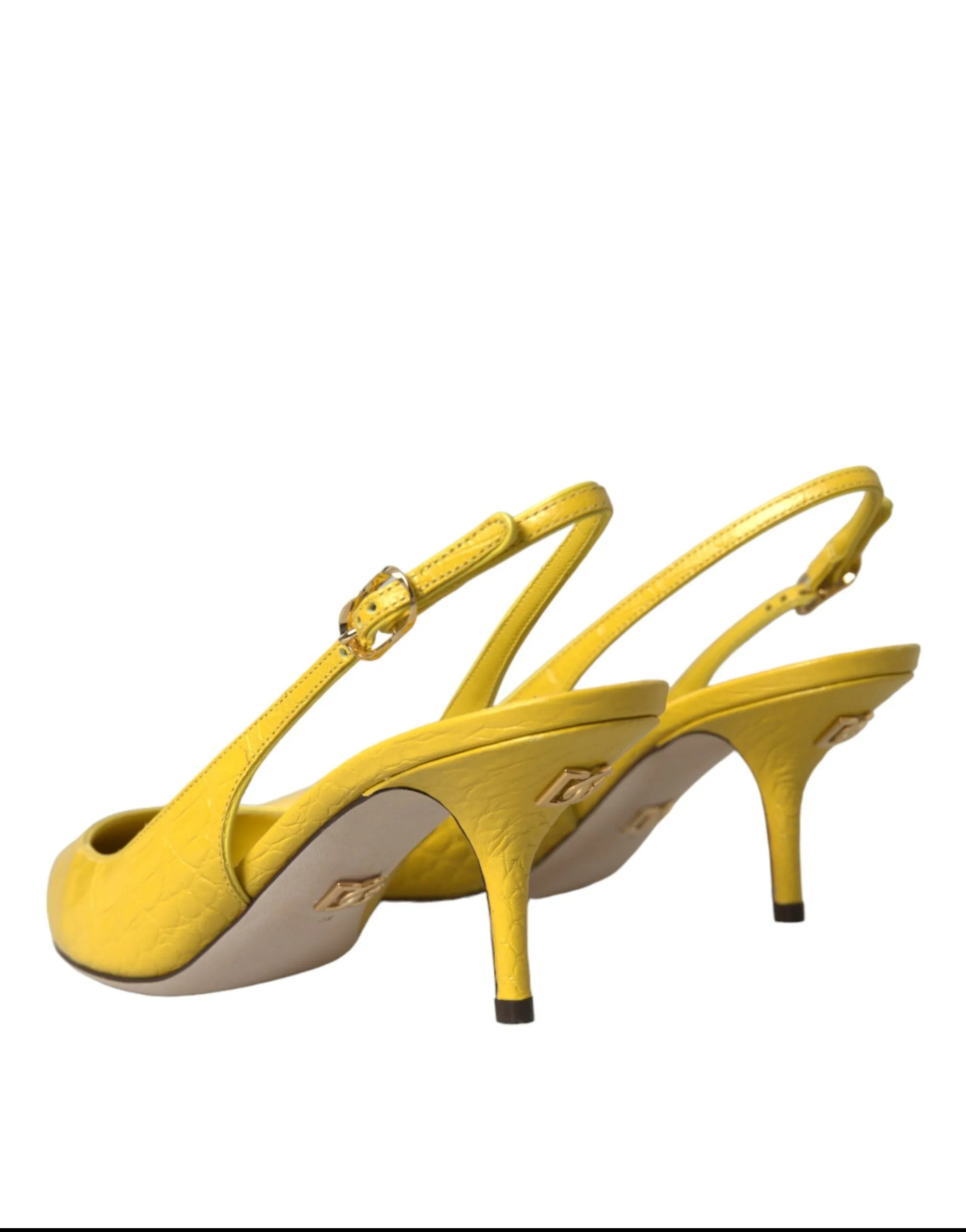 Yellow Leather Slingbacks Heels Shoes sold by Louxly product image thumbnail 4