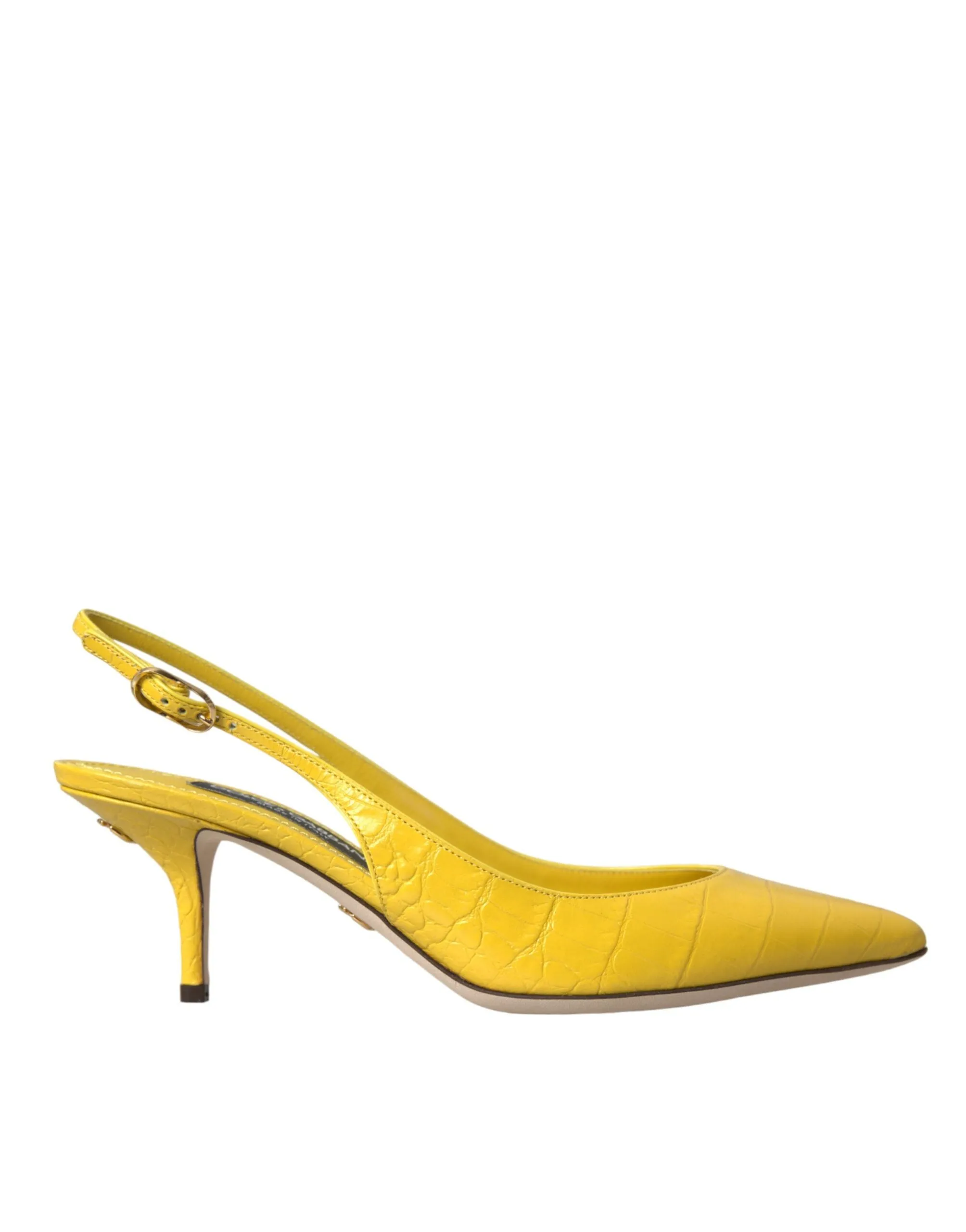 Yellow Leather Slingbacks Heels Shoes sold by Louxly