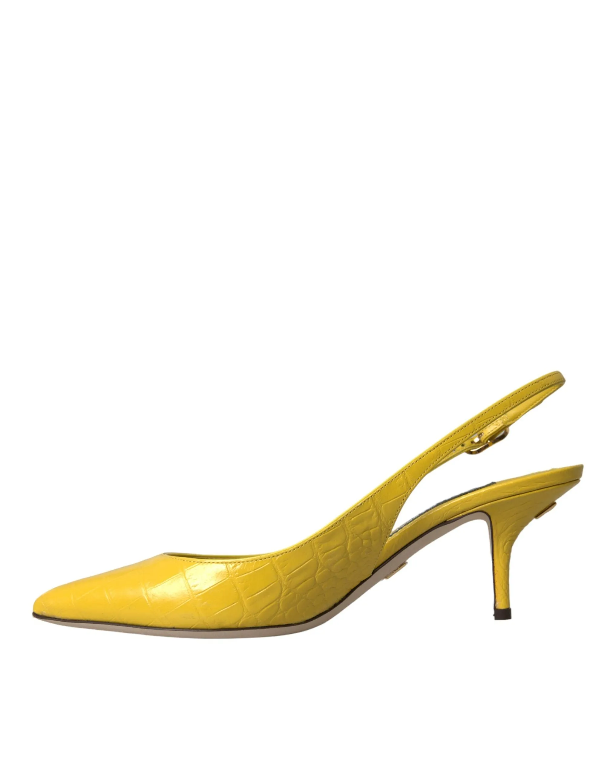 Yellow Leather Slingbacks Heels Shoes sold by Louxly product image thumbnail 5