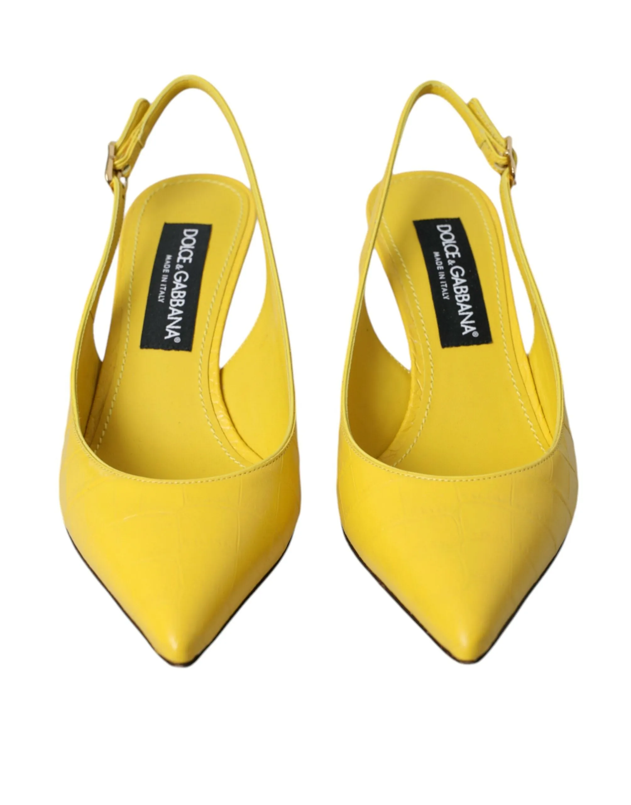 Yellow Leather Slingbacks Heels Shoes sold by Louxly product image thumbnail 2