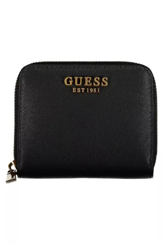 Sleek Black Polyethylene Guess Wallet with Zip Closure sold by Louxly