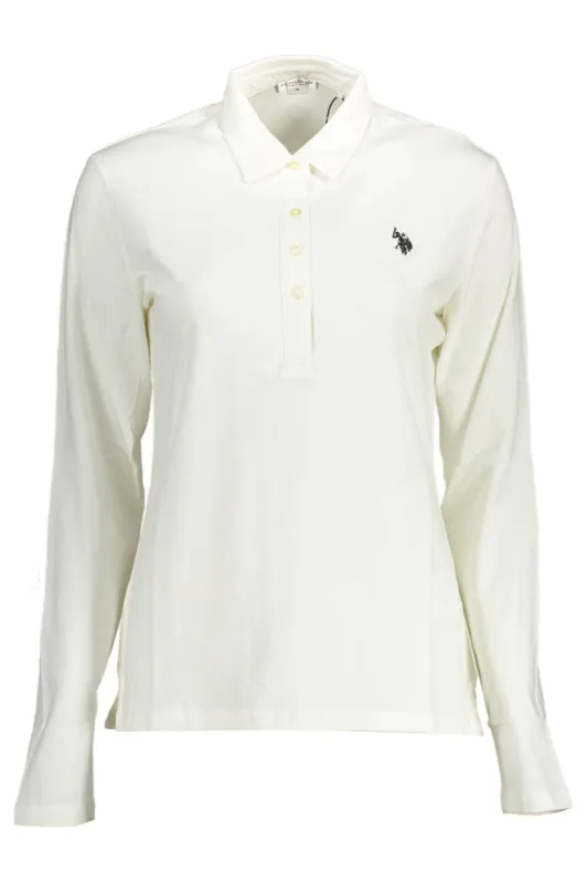 Elegant Long-Sleeved White Polo Shirt sold by Louxly