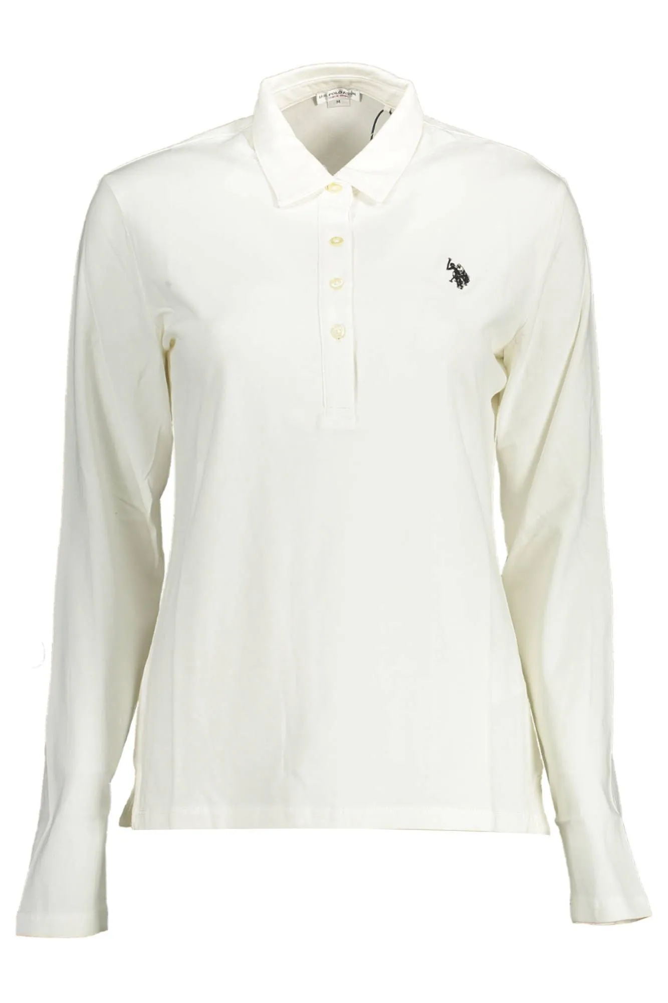 Elegant Long-Sleeved White Polo Shirt sold by Louxly