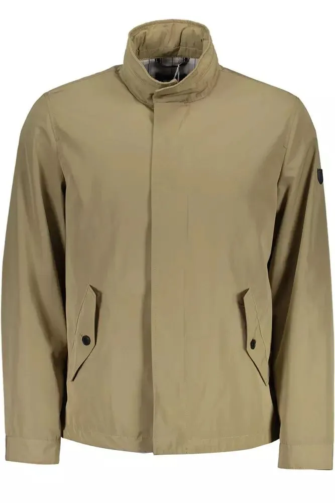 Beige Polyester Men Jacket sold by Louxly