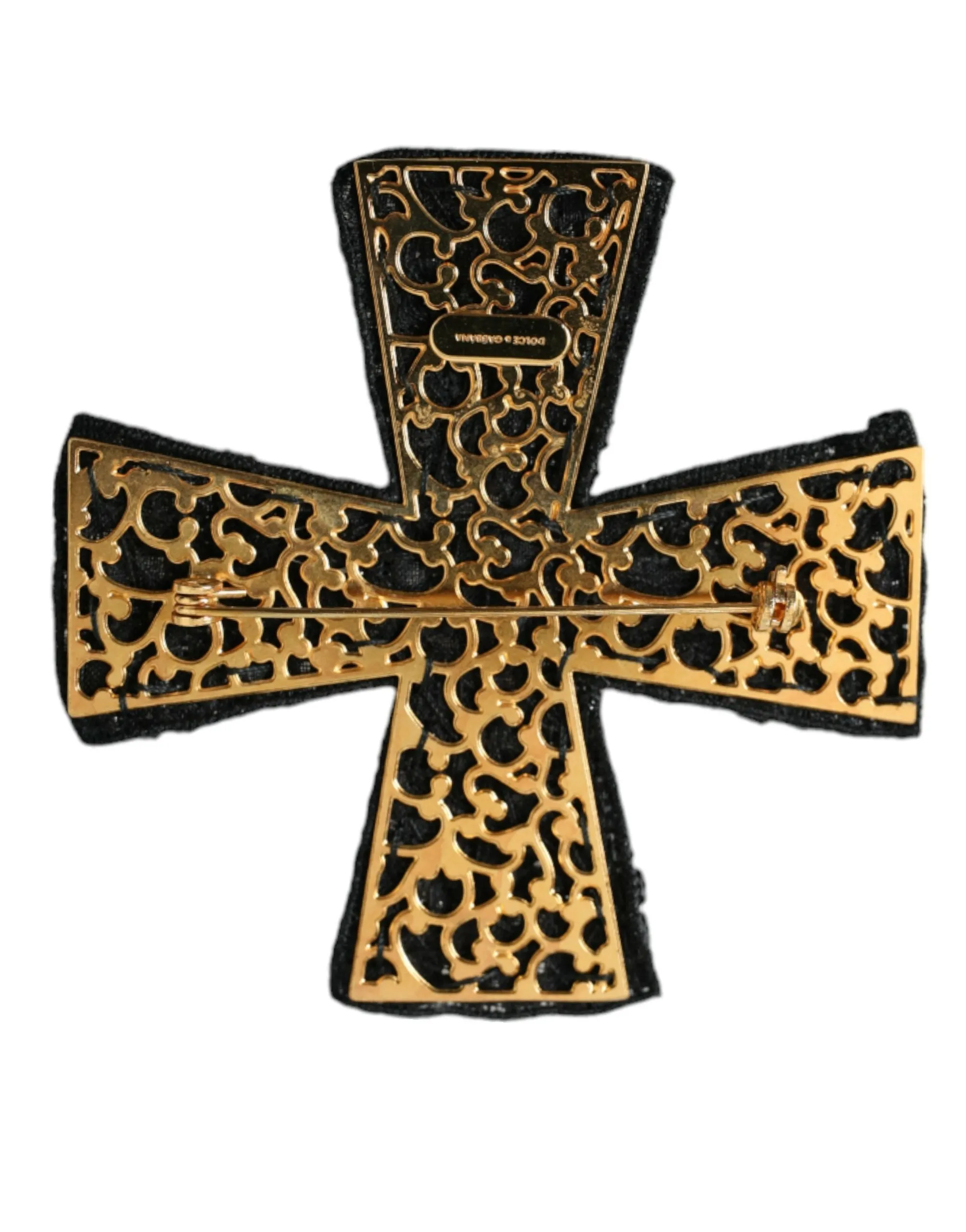 Black Crystals Embellished Cross Pin Brooch sold by Louxly product image thumbnail 3