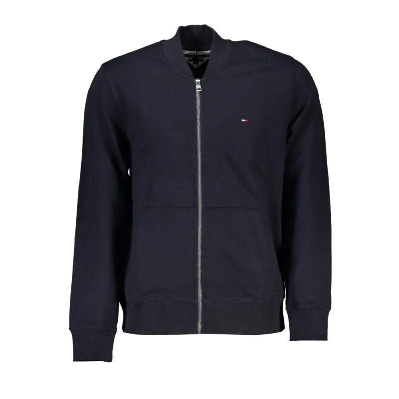 Sleek Blue Zip Sweatshirt with Embroidery Detail sold by Louxly