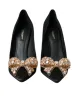 Black Satin Bow Embellished Heels Pumps Shoes sold by Louxly