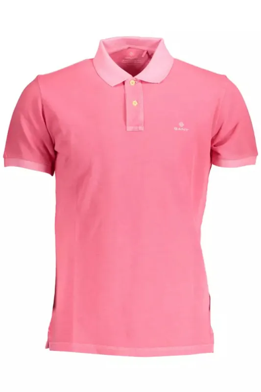 Chic Pink Cotton Polo Shirt with Logo Detail sold by Louxly